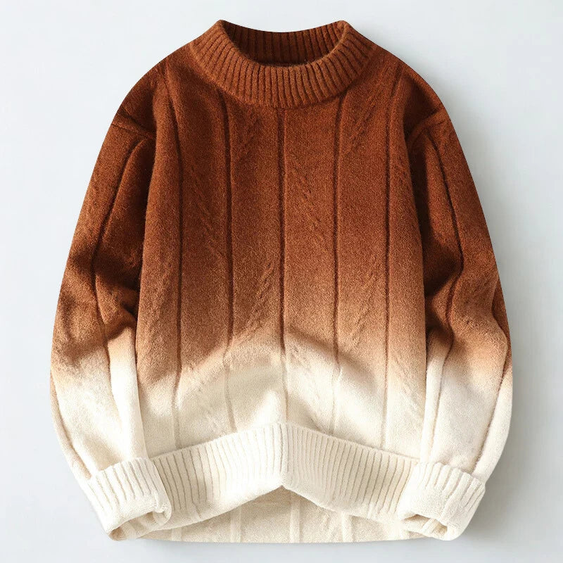 Men's Ombre Gradient Crew Neck Wool Blend Sweater 0