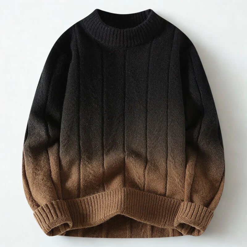 Men's Ombre Gradient Crew Neck Wool Blend Sweater 1