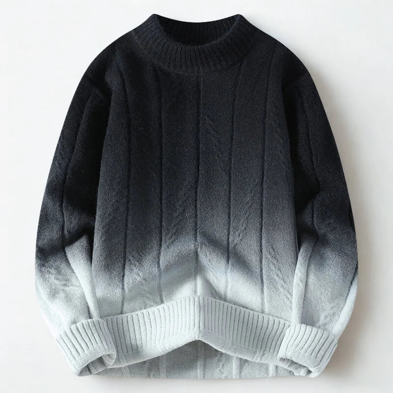 Men's Ombre Gradient Crew Neck Wool Blend Sweater 2