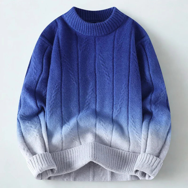 Men's Ombre Gradient Crew Neck Wool Blend Sweater 3