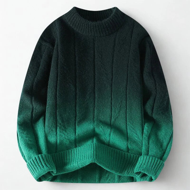 Men's Ombre Gradient Crew Neck Wool Blend Sweater 4