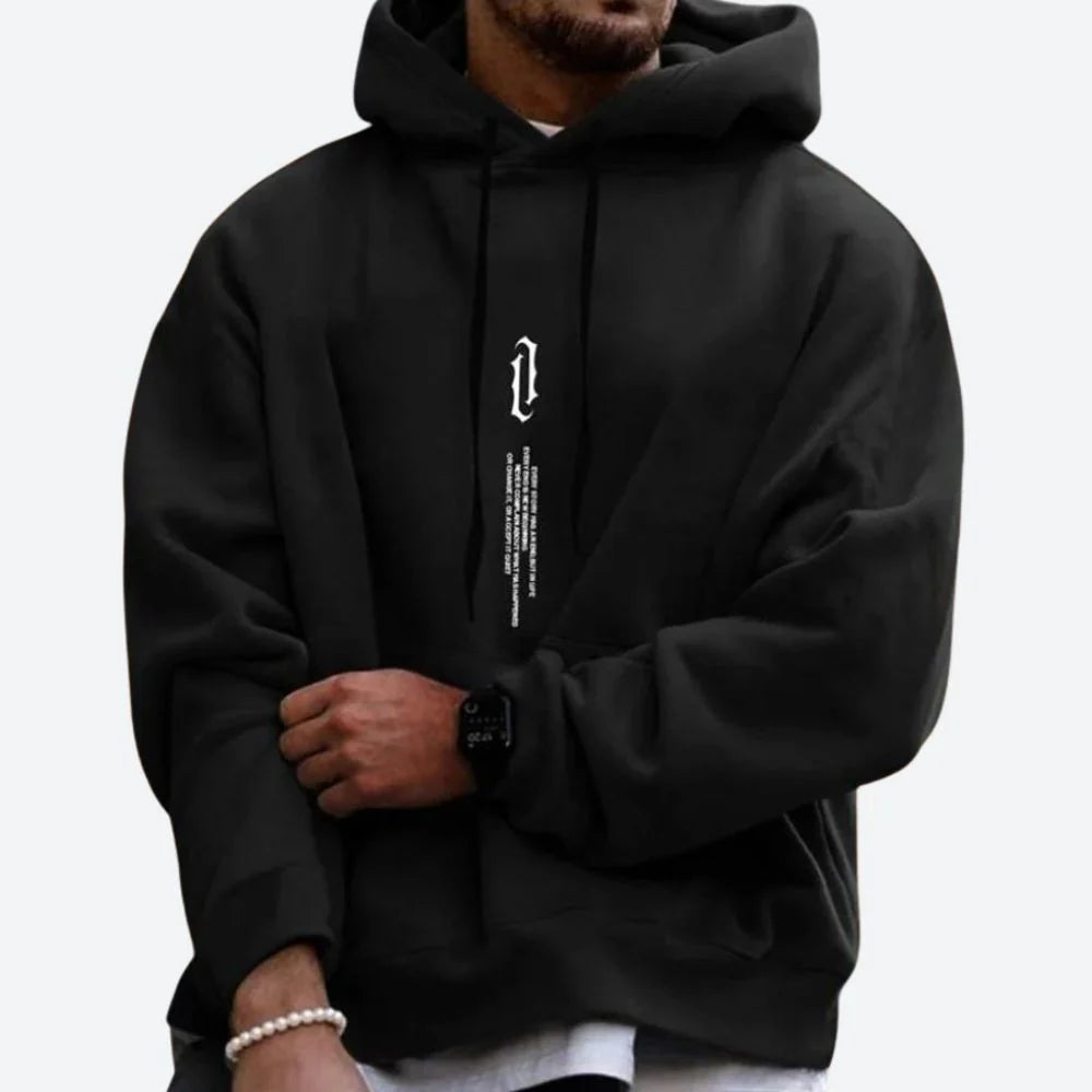 Men's Oversized Graphic Hoodie with Relaxed Fit and Pullover Design 1