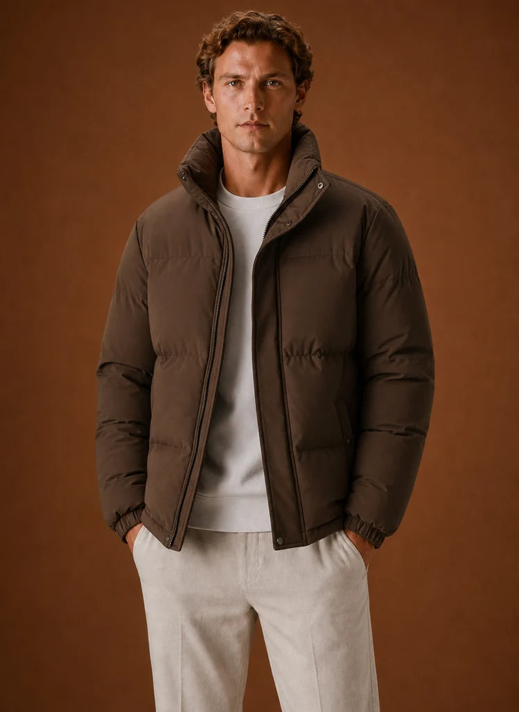 Men's Oversized Puffer Jacket with Quilted Design for Winter Wear 0