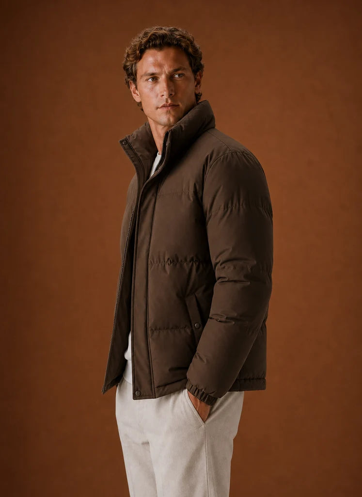 Men's Oversized Puffer Jacket with Quilted Design for Winter Wear 1