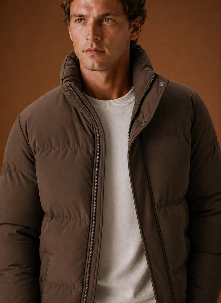 Men's Oversized Puffer Jacket with Quilted Design for Winter Wear 3