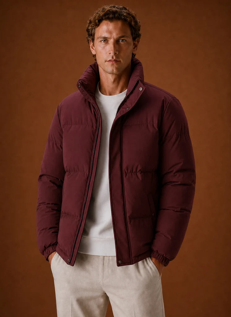 Men's Oversized Puffer Jacket with Quilted Design for Winter Wear 4