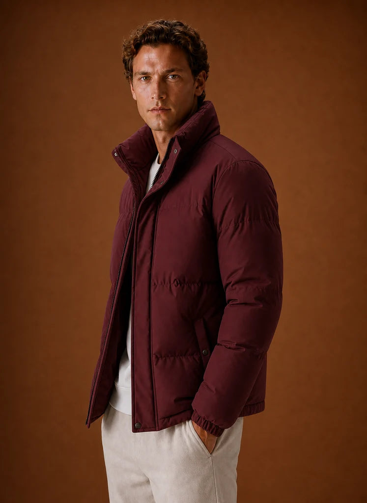 Men's Oversized Puffer Jacket with Quilted Design for Winter Wear 5