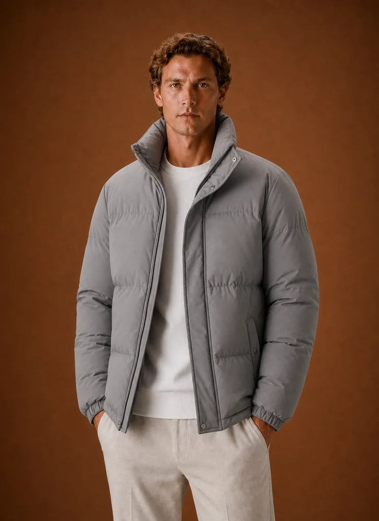 Men's Oversized Puffer Jacket with Quilted Design for Winter Wear 9