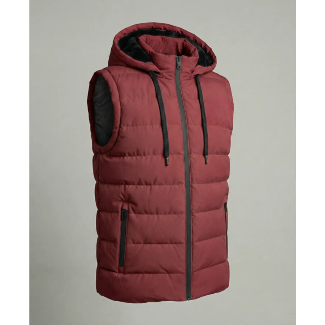 Men's Padded Hooded Bodywarmer with Fleece Lining and Zip Pockets 4