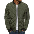 Men's quilted bomber jacket featuring ribbed trim and a zip pocket, perfect for stylish warmth and functionality. 0