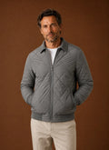Men's Quilted Bomber Jacket with Zip Closure and Ribbed Trim 0