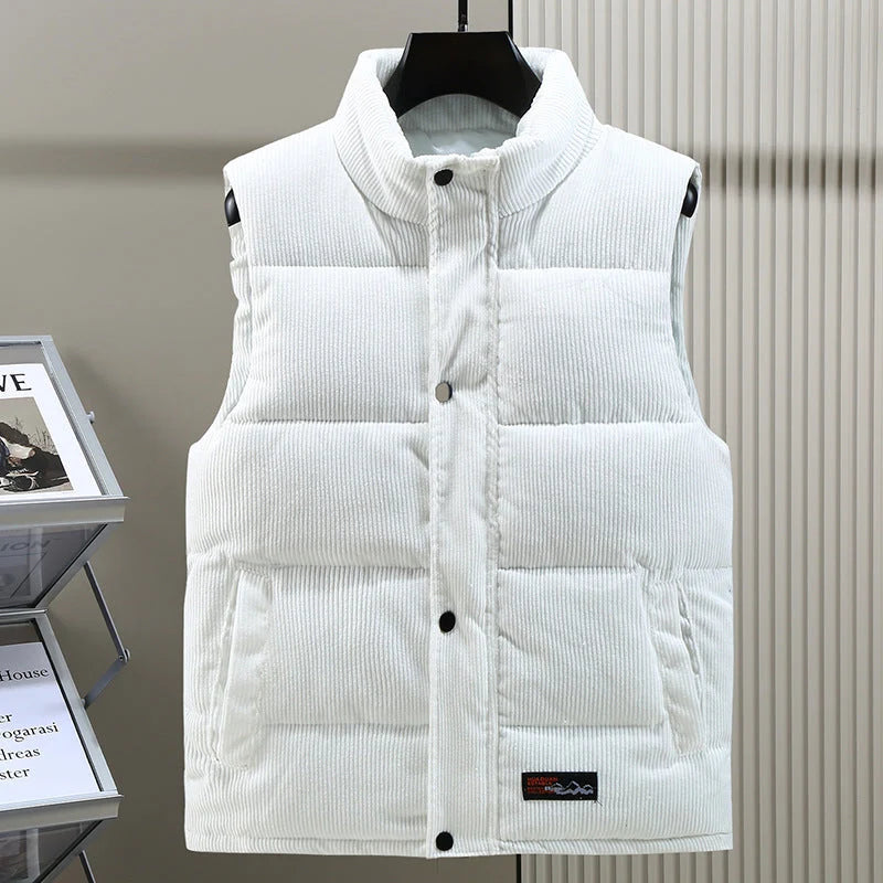 Men's Quilted Corduroy Bodywarmer with High Collar 1