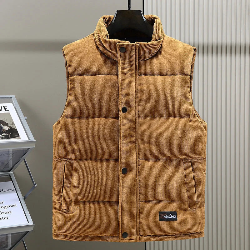 Men's Quilted Corduroy Bodywarmer with High Collar 2