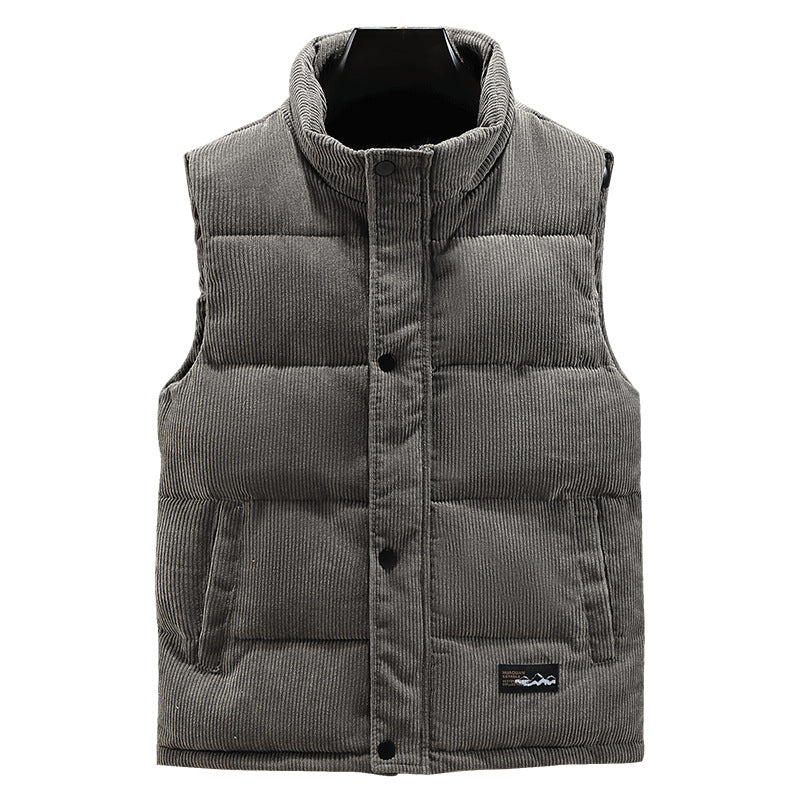 Men's Quilted Corduroy Bodywarmer with High Collar 3