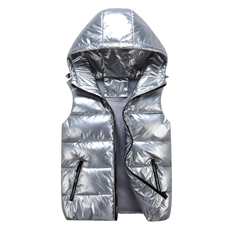 Men's Quilted Cotton Bodywarmer with Hood and Zippered Pockets 0