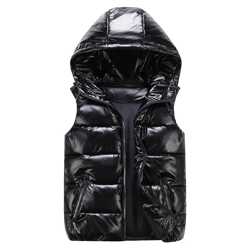 Men's Quilted Cotton Bodywarmer with Hood and Zippered Pockets 1