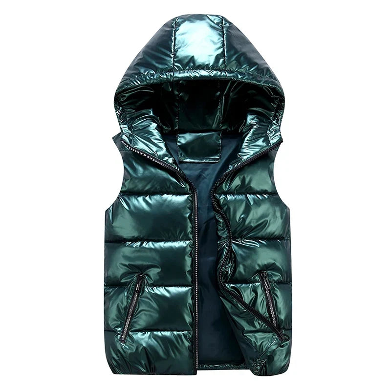 Men's Quilted Cotton Bodywarmer with Hood and Zippered Pockets 3