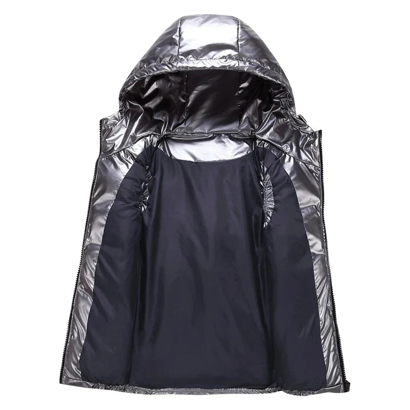 Men's Quilted Cotton Bodywarmer with Hood and Zippered Pockets 6