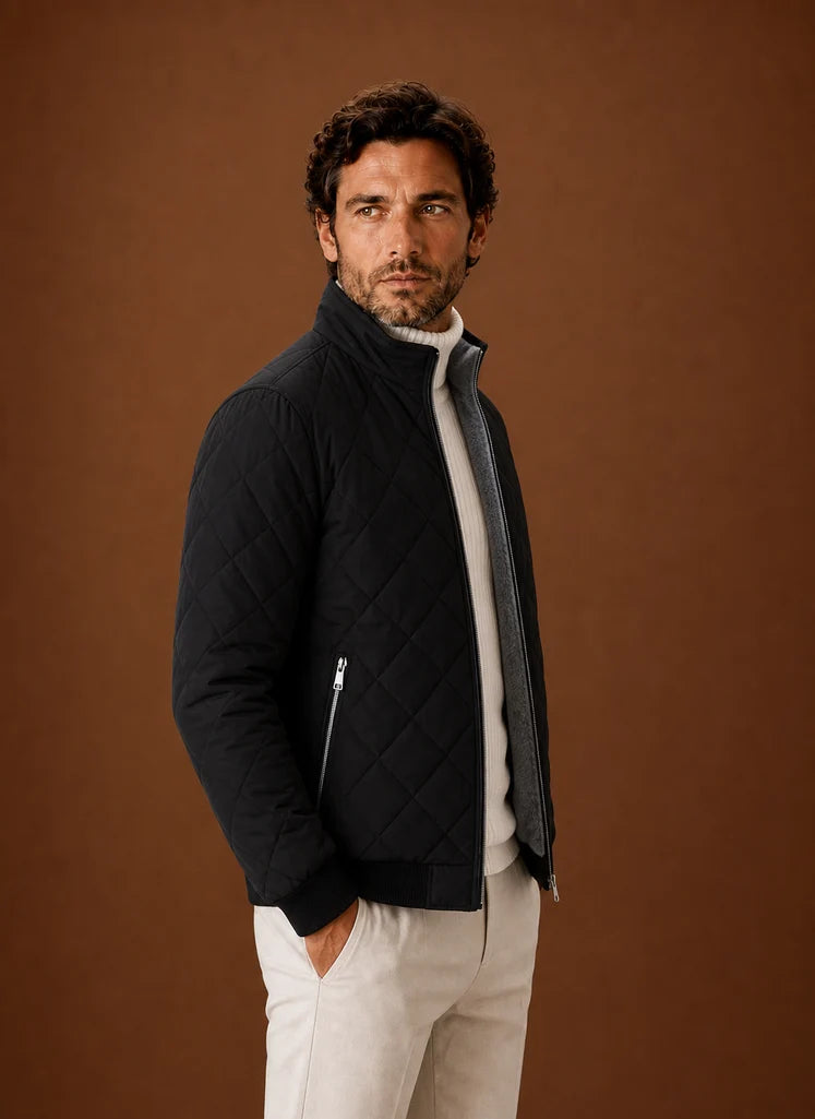 Men's Quilted Fleece-Lined Winter Jacket with Zip Pockets 2