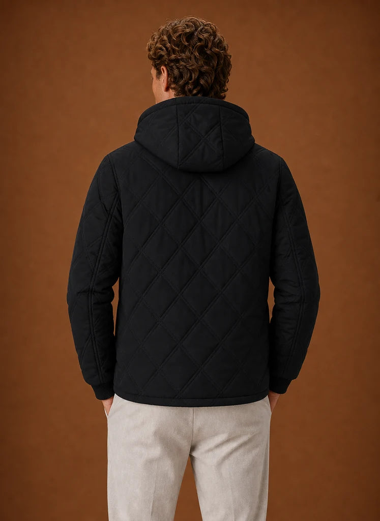 Men's Quilted Hooded Puffer Jacket with Faux-Fur Lining 2