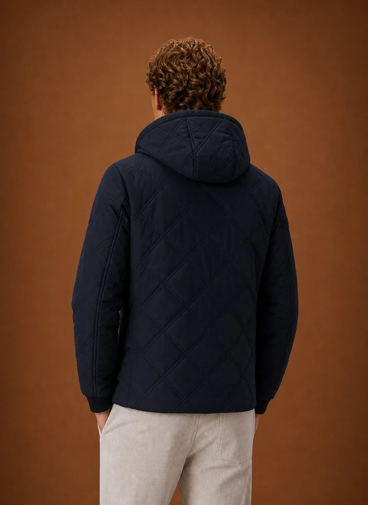Men's Quilted Hooded Puffer Jacket with Faux-Fur Lining 6