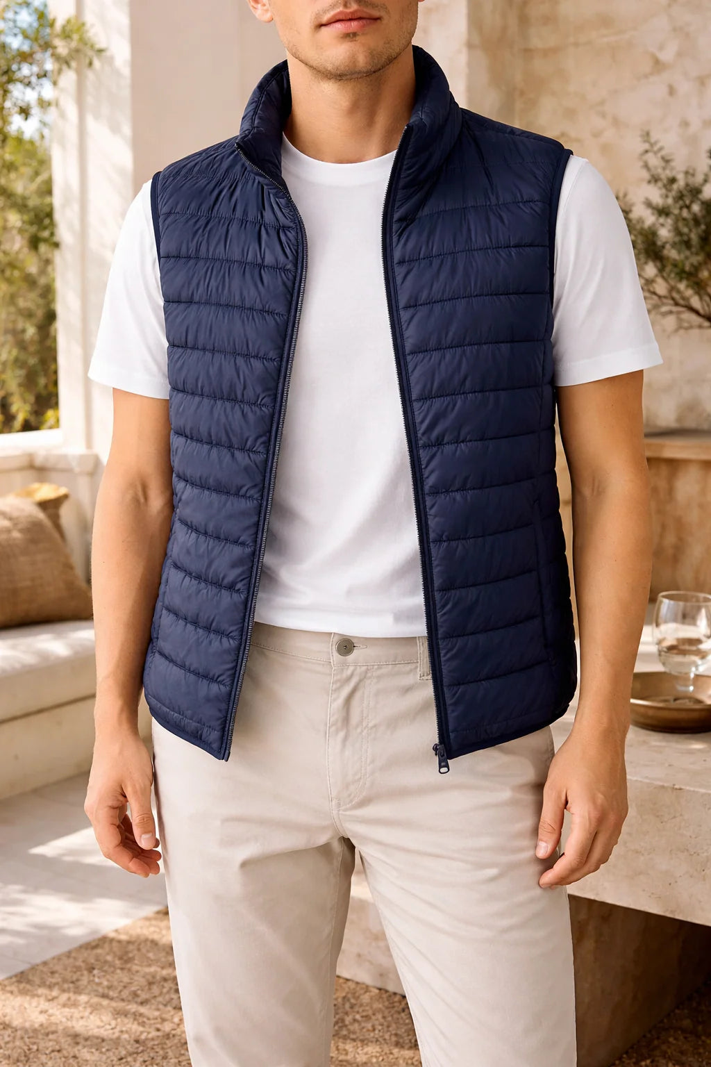 Men's Quilted Lightweight Bodywarmer with Front Zipper 1