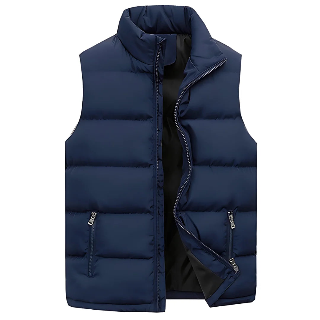 Men's Quilted Padded Waistcoat with High Collar and Zip Pockets 2