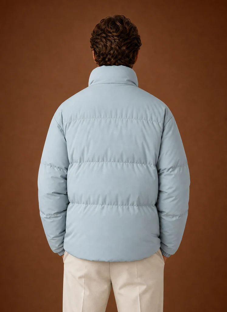 Men's Quilted Puffer Jacket with Zip Closure and Hand Pockets 3