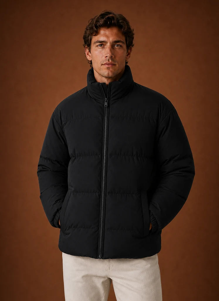 Men's Quilted Puffer Jacket with Zip Closure and Hand Pockets 4