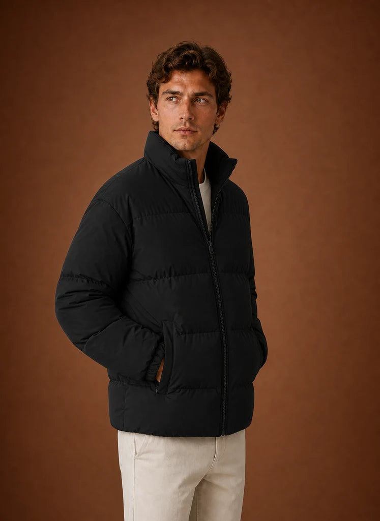 Men's Quilted Puffer Jacket with Zip Closure and Hand Pockets 5