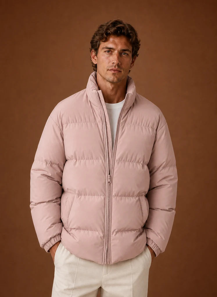 Men's Quilted Puffer Jacket with Zip Closure and Hand Pockets 8