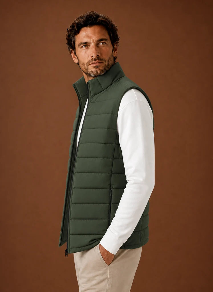Men's Quilted Puffer Vest with Stand Collar for Layering and Warmth 1