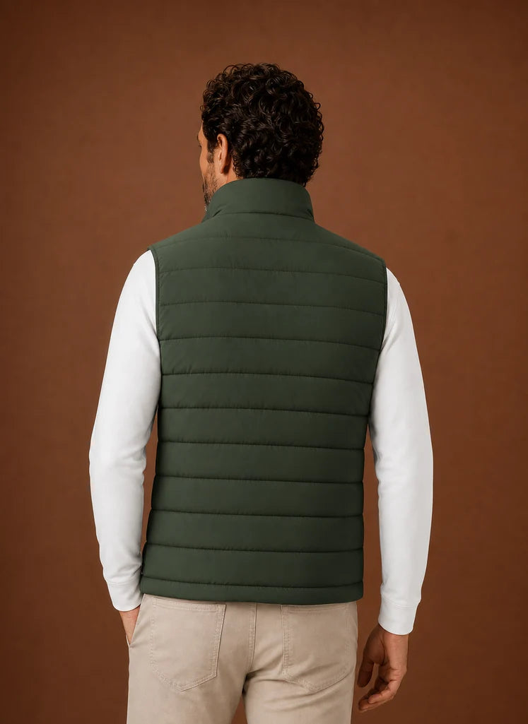 Men's Quilted Puffer Vest with Stand Collar for Layering and Warmth 2