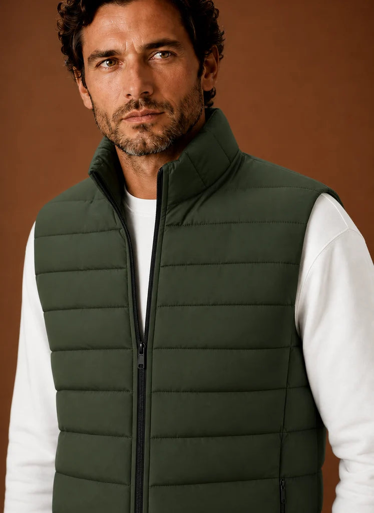 Men's Quilted Puffer Vest with Stand Collar for Layering and Warmth 3