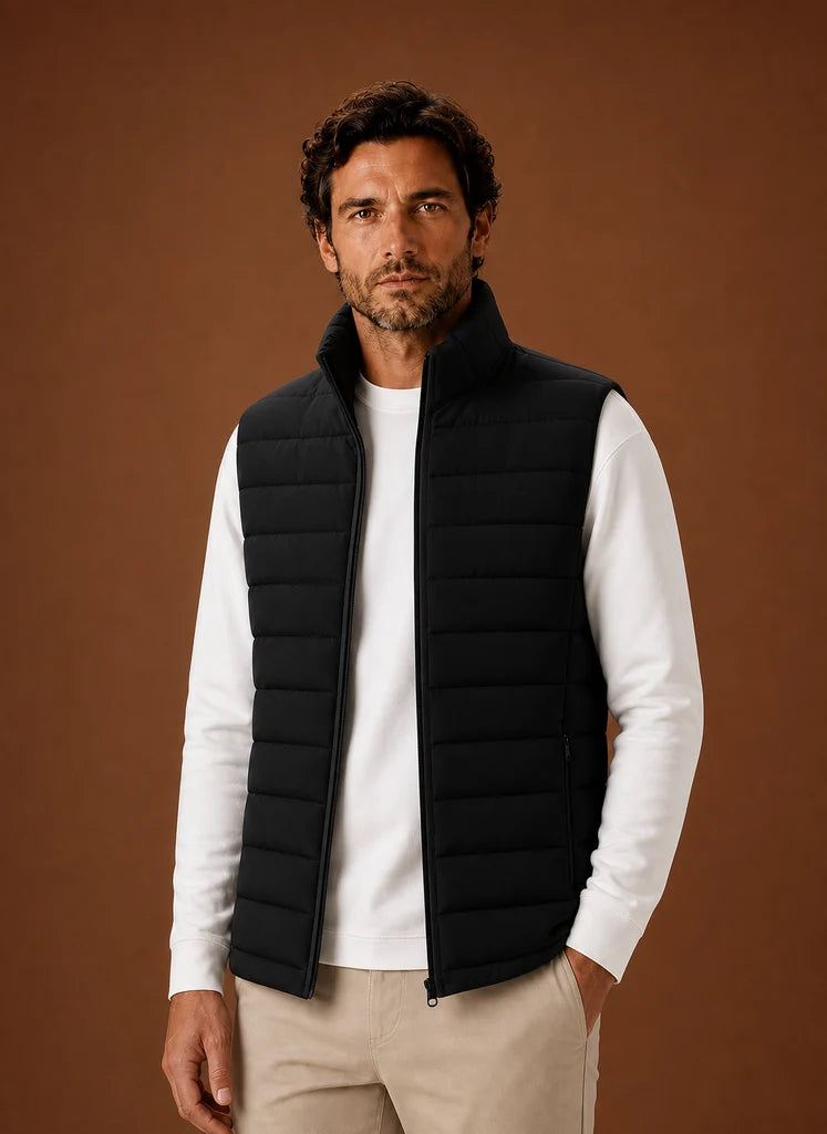 Men's Quilted Puffer Vest with Stand Collar for Layering and Warmth 4