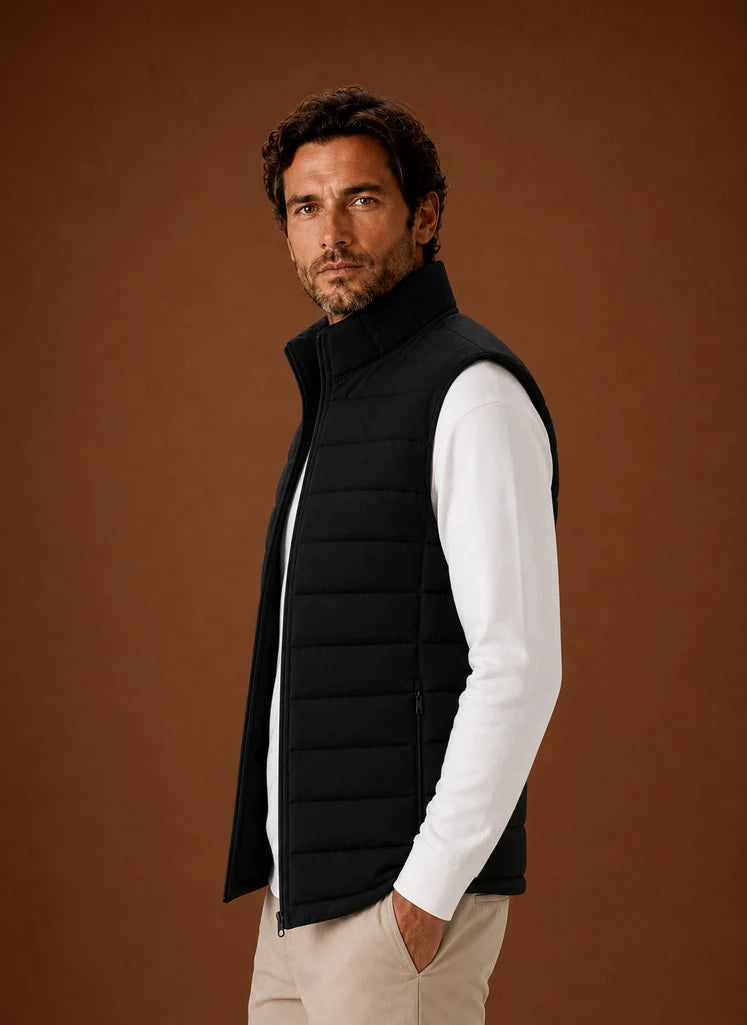 Men's Quilted Puffer Vest with Stand Collar for Layering and Warmth 5