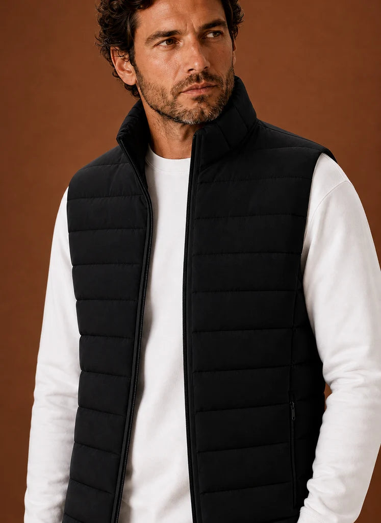 Men's Quilted Puffer Vest with Stand Collar for Layering and Warmth 6