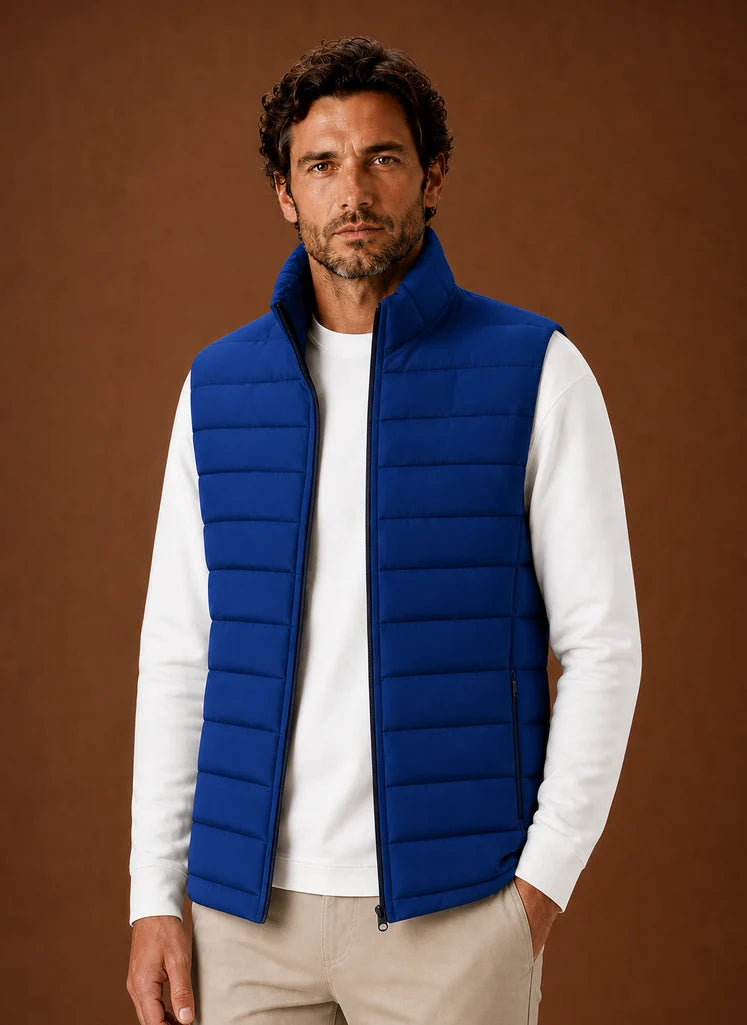 Men's Quilted Puffer Vest with Stand Collar for Layering and Warmth 8