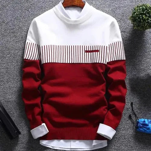 Men's Regular Fit Knit Sweater with Round Neck and Long Sleeves 2
