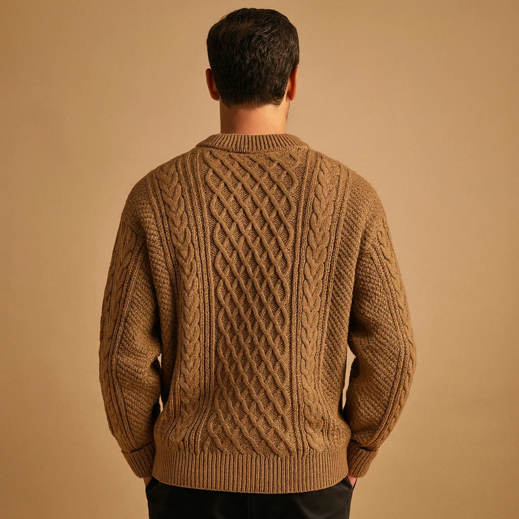 Men's Relaxed Fit Chunky Cable Knit Sweater with Crew Neck 5