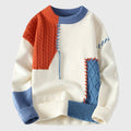 Men's Relaxed Fit Color-Block Knit Sweater with Contrast Stitching 0