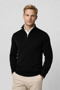 Men's Relaxed Fit Half-Zip Knitted Sweater for Smart-Casual Wear 0