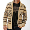 Men's Shawl Collar Zip-Up Cardigan with Geometric Pattern 0