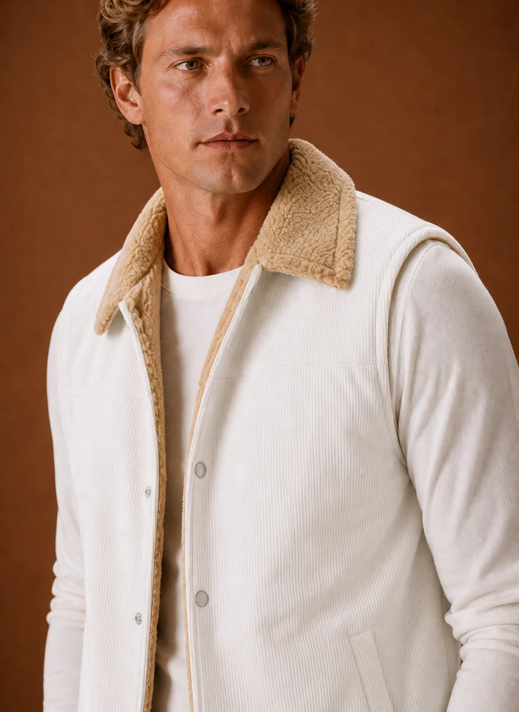 Men's Sherpa-Lined Corduroy Vest with Hand Pockets for Layering 6