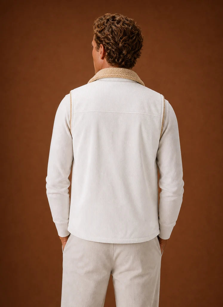 Men's Sherpa-Lined Corduroy Vest with Hand Pockets for Layering 7
