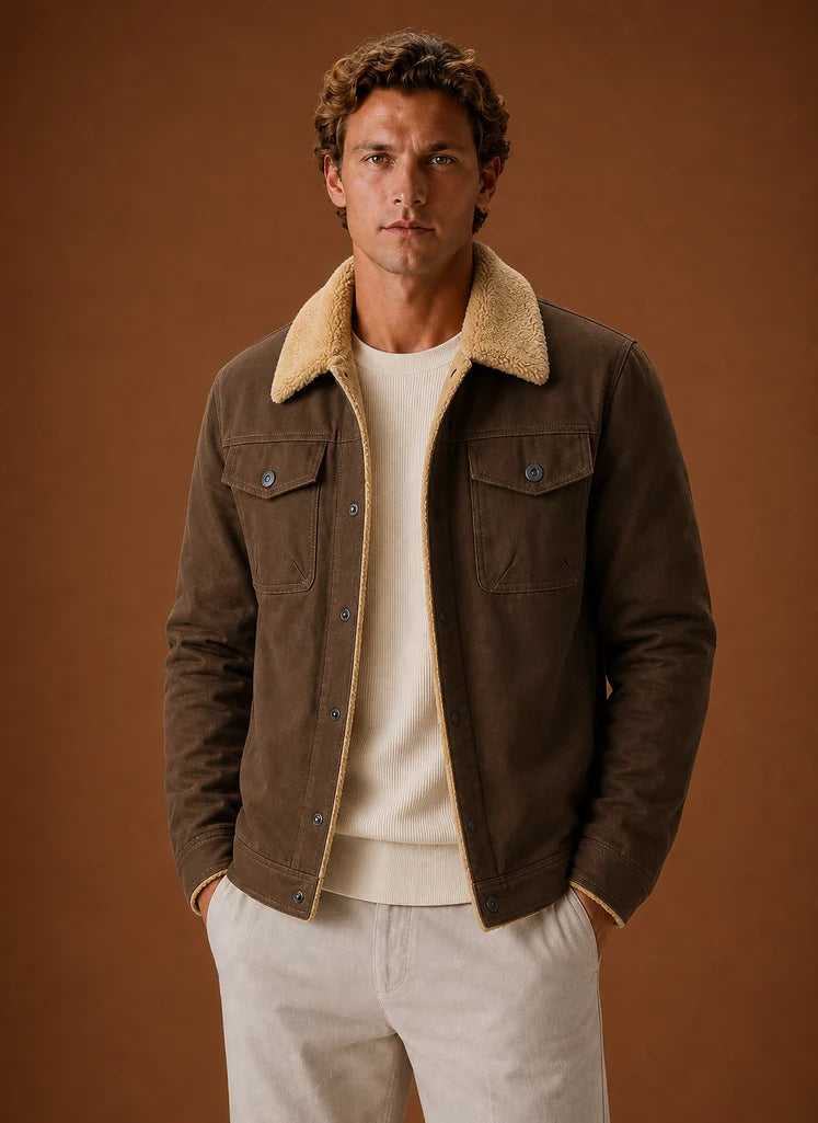 Men's Sherpa-Lined Fleece Jacket for Casual Winter Wear 0
