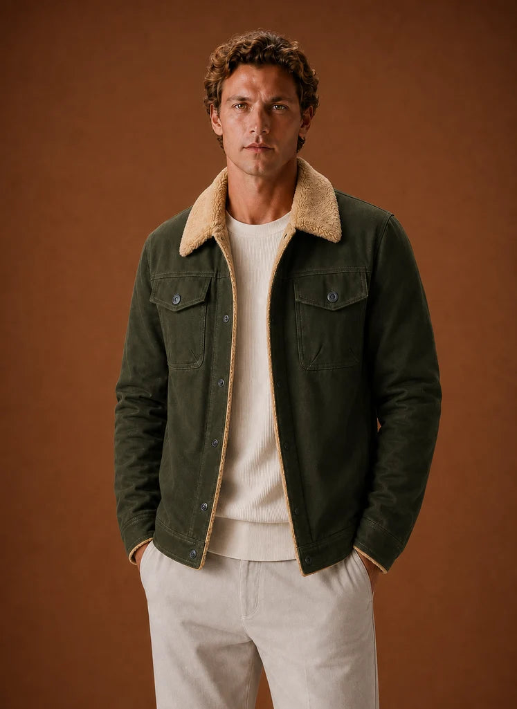 Men's Sherpa-Lined Fleece Jacket for Casual Winter Wear 9