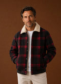 Men's Sherpa-Lined Plaid Bomber Jacket for Winter Casual Wear 0