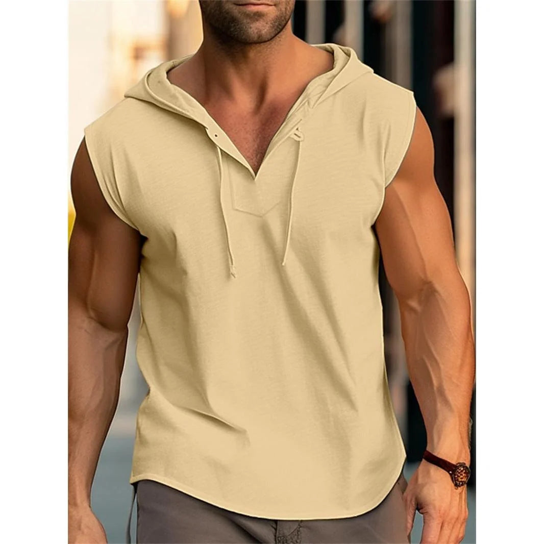 Men's Sleeveless Track Jacket with Hood for Active Comfort 1