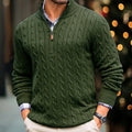 Men's Slim Fit Cable Knit Half-Zip Sweater 0